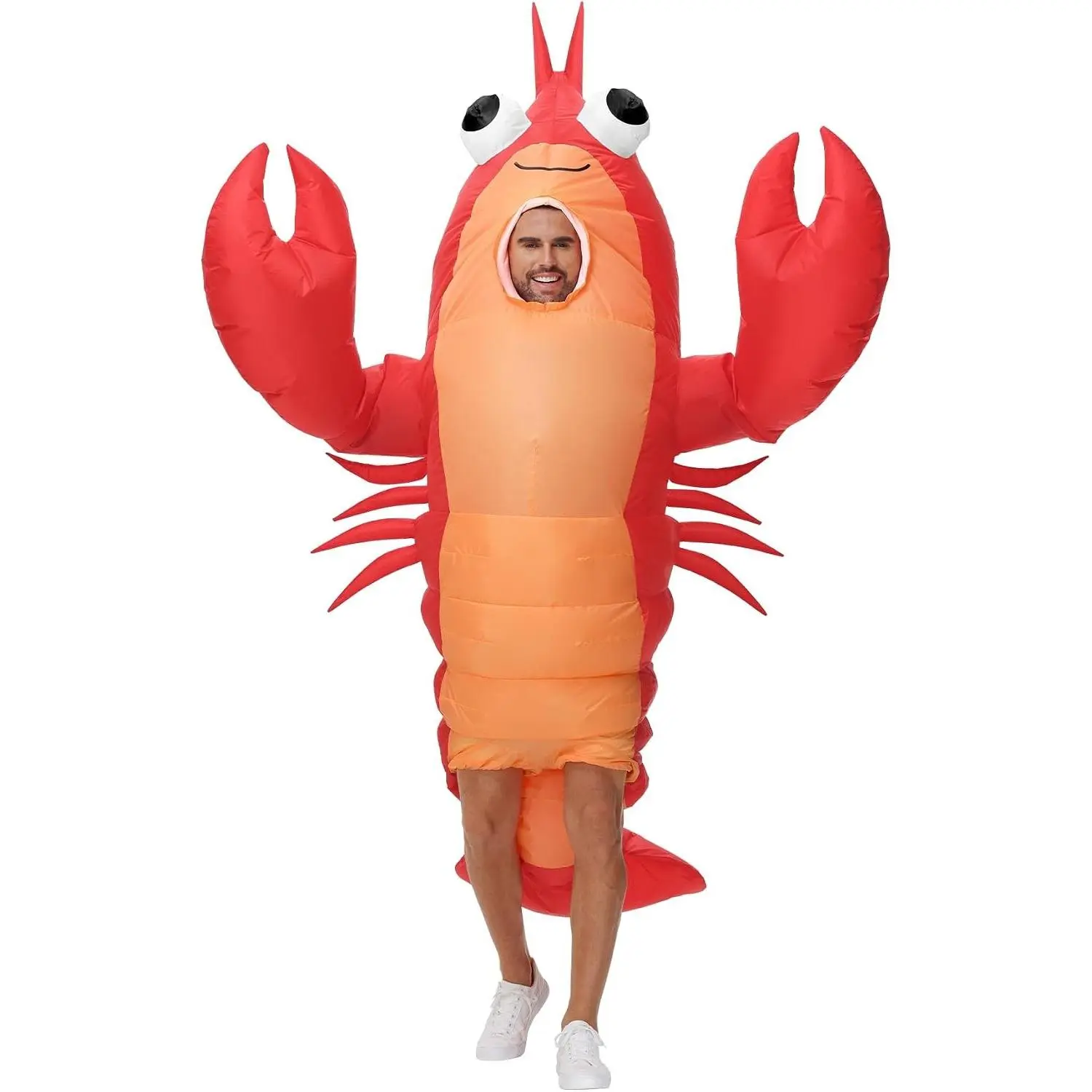 Inflatable Lobster Costume for Adults, Funny Halloween Blow Up Crawfish Costume with Huge Pincers for Men Women Cosplay Party(Gift)
