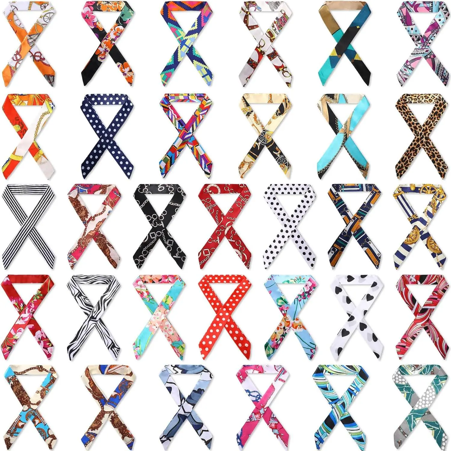 32 count Women Handbag  Scarf for Women Hair Purse Scarf Handle Ribbon Satin  Neckerchief Silk Headband