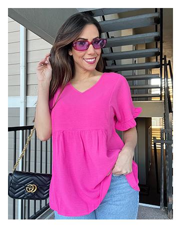WIHOLL Womens Tops Casual V Neck Ruffle Sleeve T Shirts Babydoll Loose Fit Peplum Tops