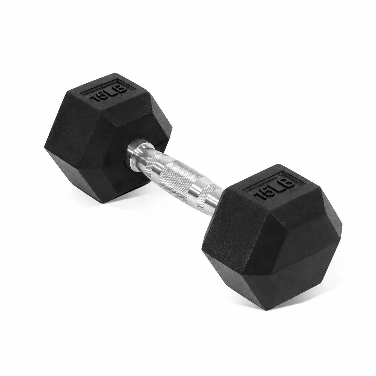 15 lbs Contoured Hexagonal Rubber-Coated Dumbbell - Strength Training Equipment, Portable Home Gym Dumbbell, Durable Resistance Training Gear for Full Body Workouts