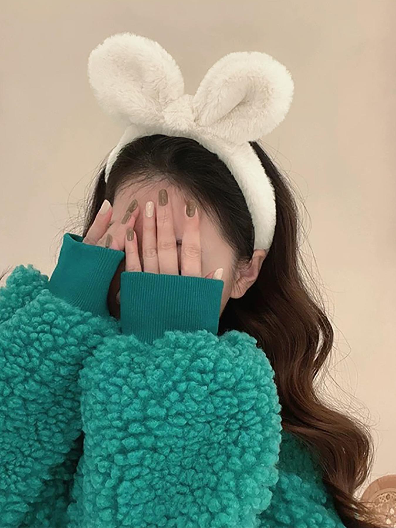 Cute Plush Rabbit Ear Design Hair Hoop, 2024 New Style Fashionable Hair Accessories for Women & Girls, Minimalist Headwear Suitable for Thick Hair