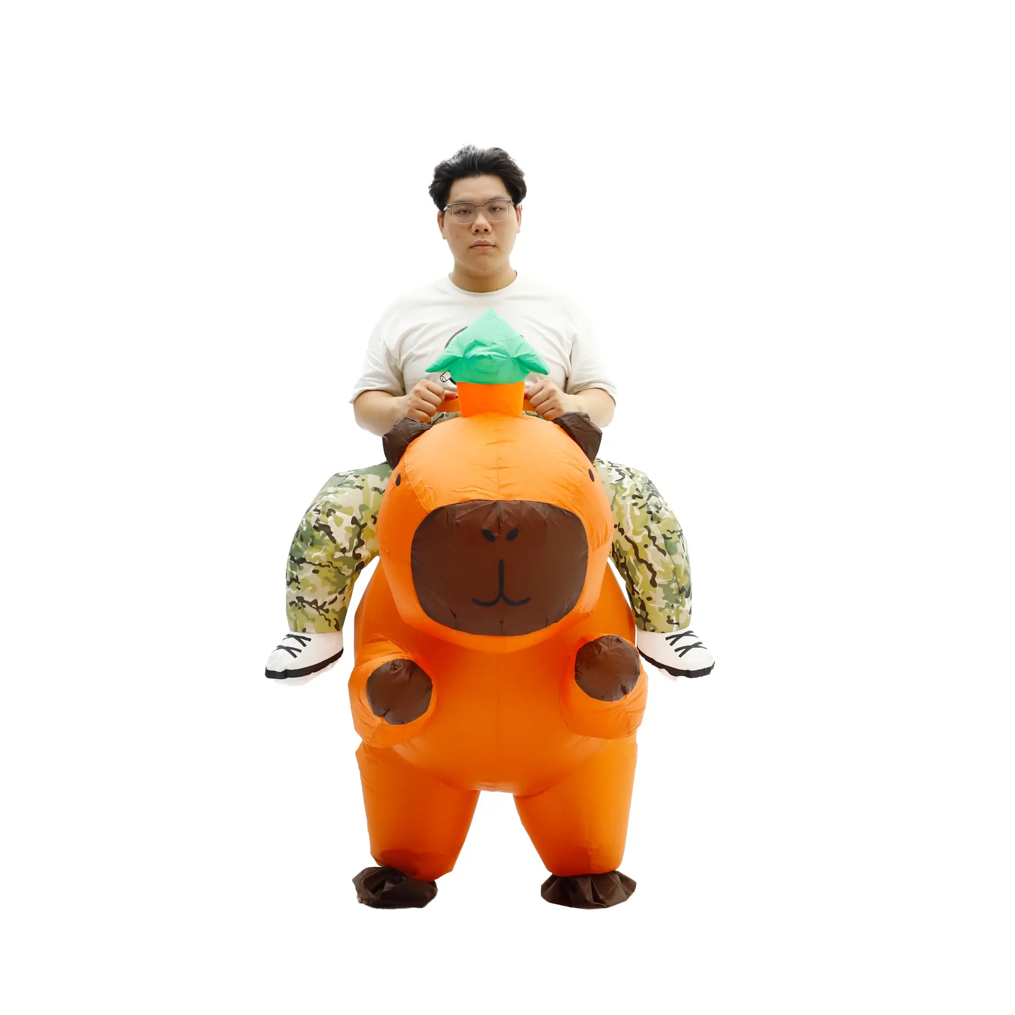 Adult Inflatable Capybara Costume, Funny Inflatable Animal 'carrying Me' Onesie, Unisex Halloween Role Play Set, Carnival Birthday Party Gear