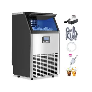 VEVOR 140lbs/24H Commercial Ice Maker, 45 Ice Cubes in 15 Minutes, Freestanding Ice Maker Machine with 33lbs Large Storage Capacity for Bar Office Restaurant, with LED Digital Display Self - Cleaning