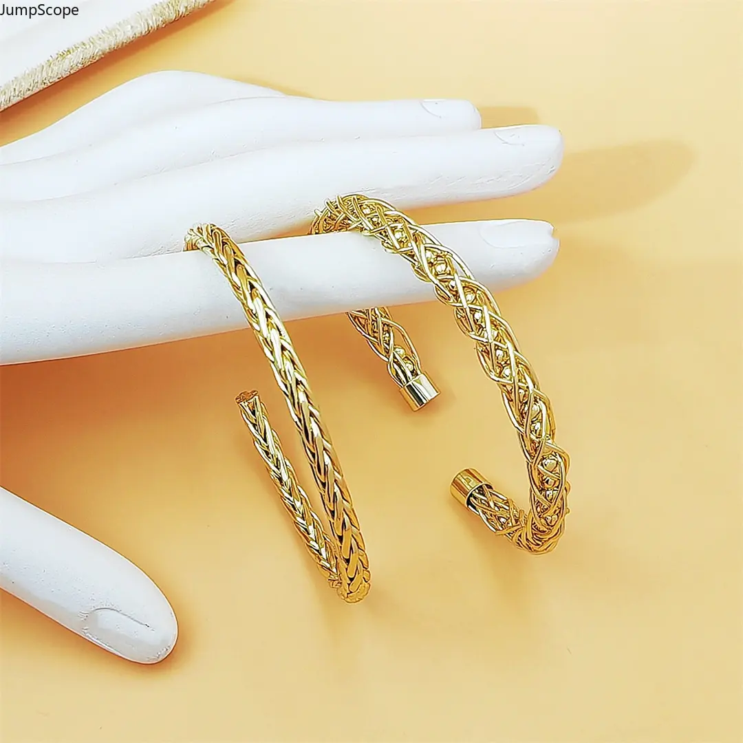 2 Styles Mesh & Wheat Braided Twisted Wire Open Cuff Couple Bangle Set For Men Women, 14K Gold Plated Adjustable Stackable Unisex Matching Wrist Jewelry For Daily Anniversary Valentine Casual Wear