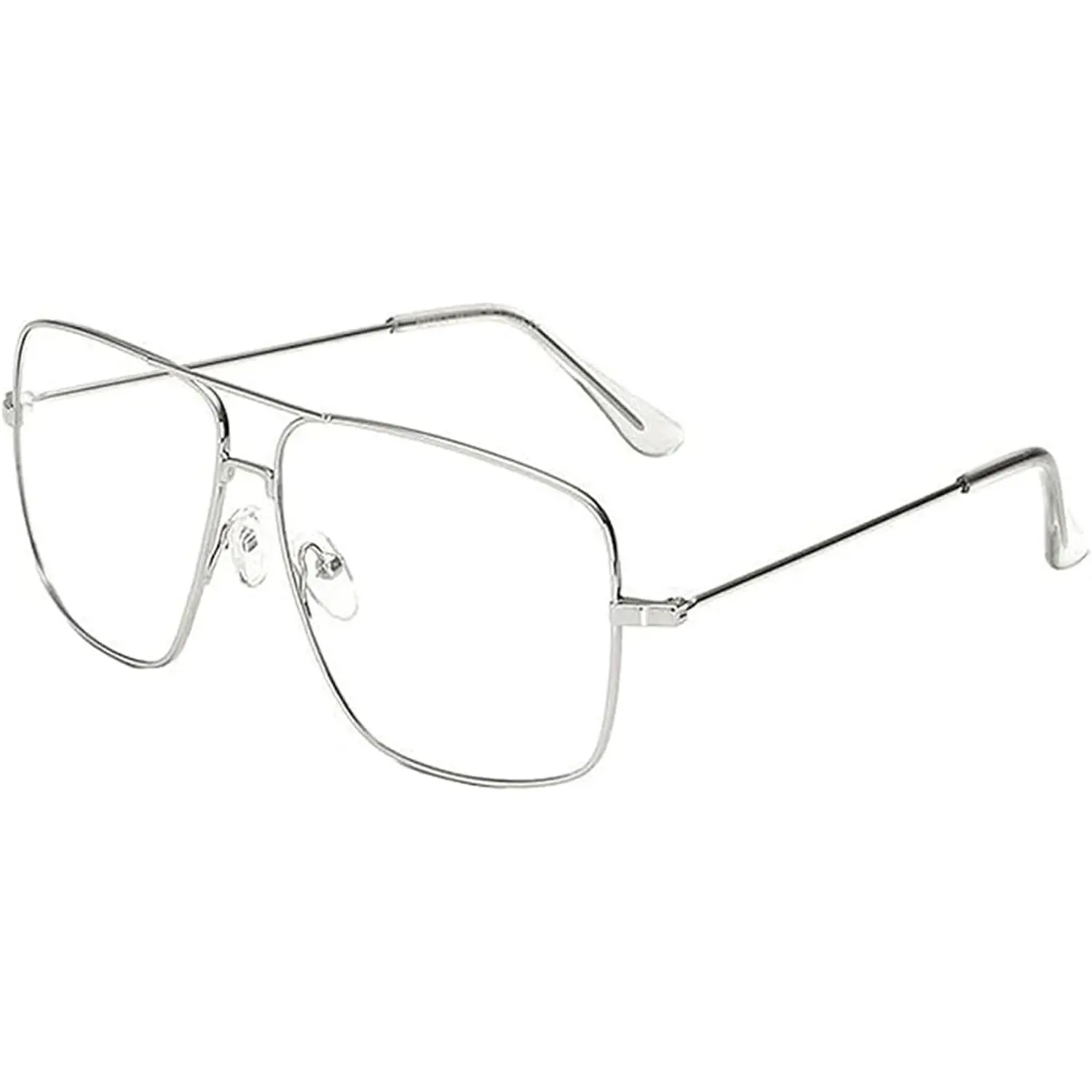 Aviator Photochromic Eyeglasses for Women and Men, Metal Square Frame Fashion Glasses for Night Driving