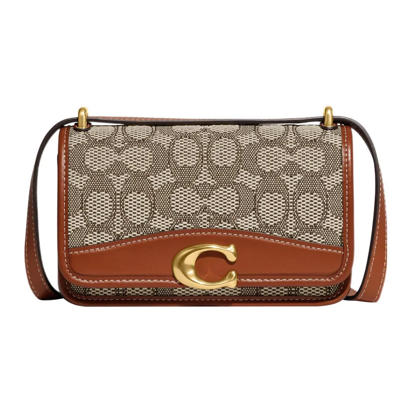 COACH Bandit 18 Buckle-Clasp Crossbody Bag for Women – Gray and Brown Leather-Canvas Blend