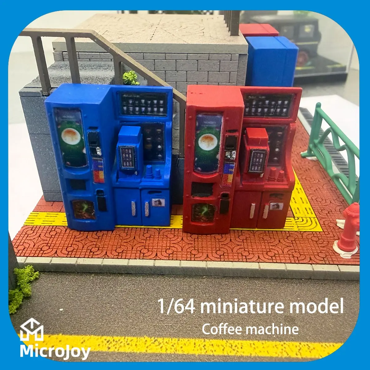 Detailed Scene 1: 1:64 Scale Miniature Coffee Machine Model, Retro Style Portable Display, Street Layout Decoration, Resin Figurine Statue