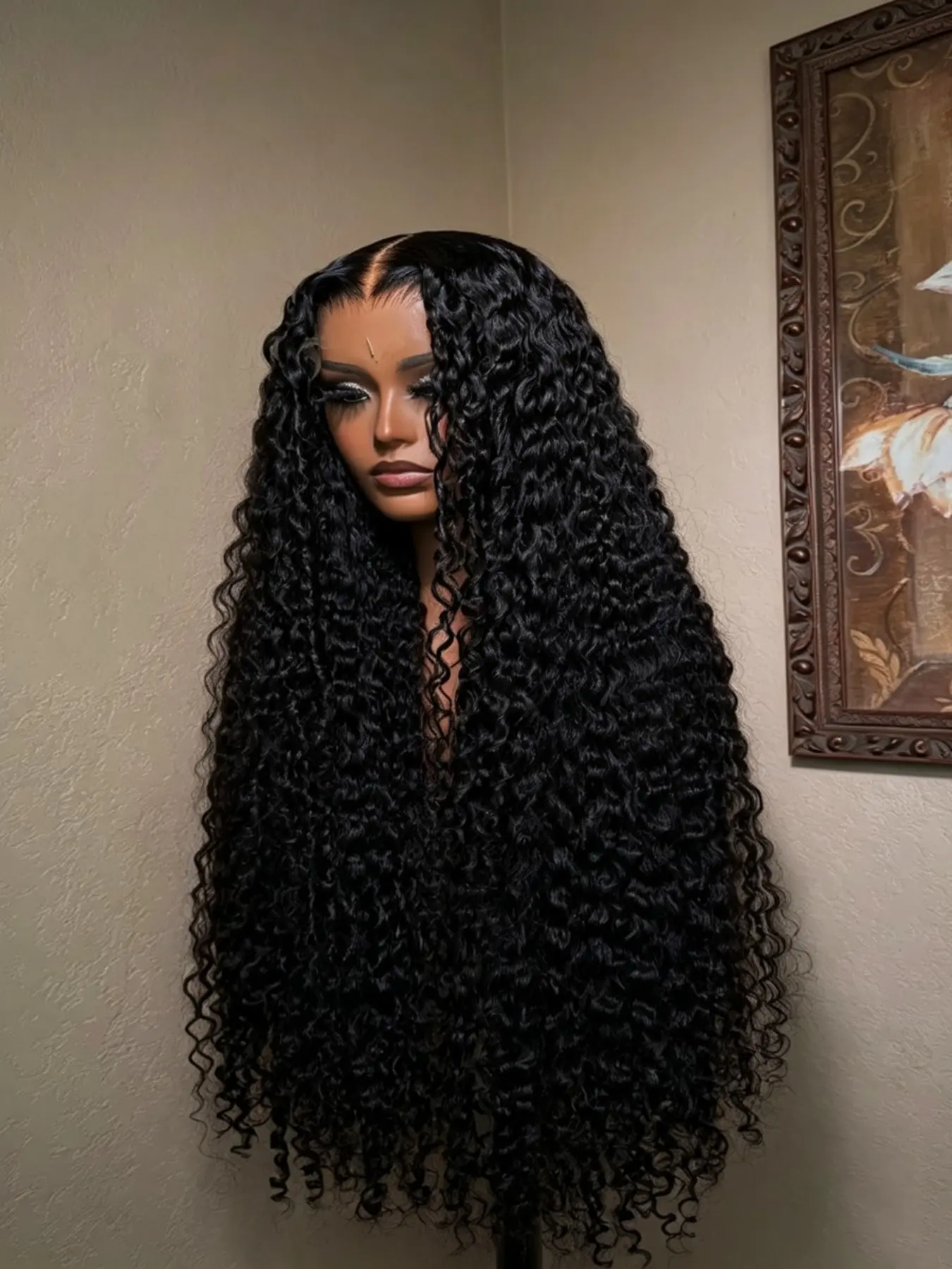26 inch long T-shaped small roll 180 density daily wig 13x4x1 no film hair, heat-resistant natural black curly hair, small roll female curly hair, fashionable female wig, baby hair pre combed, freely parted, soft black curly hair wig