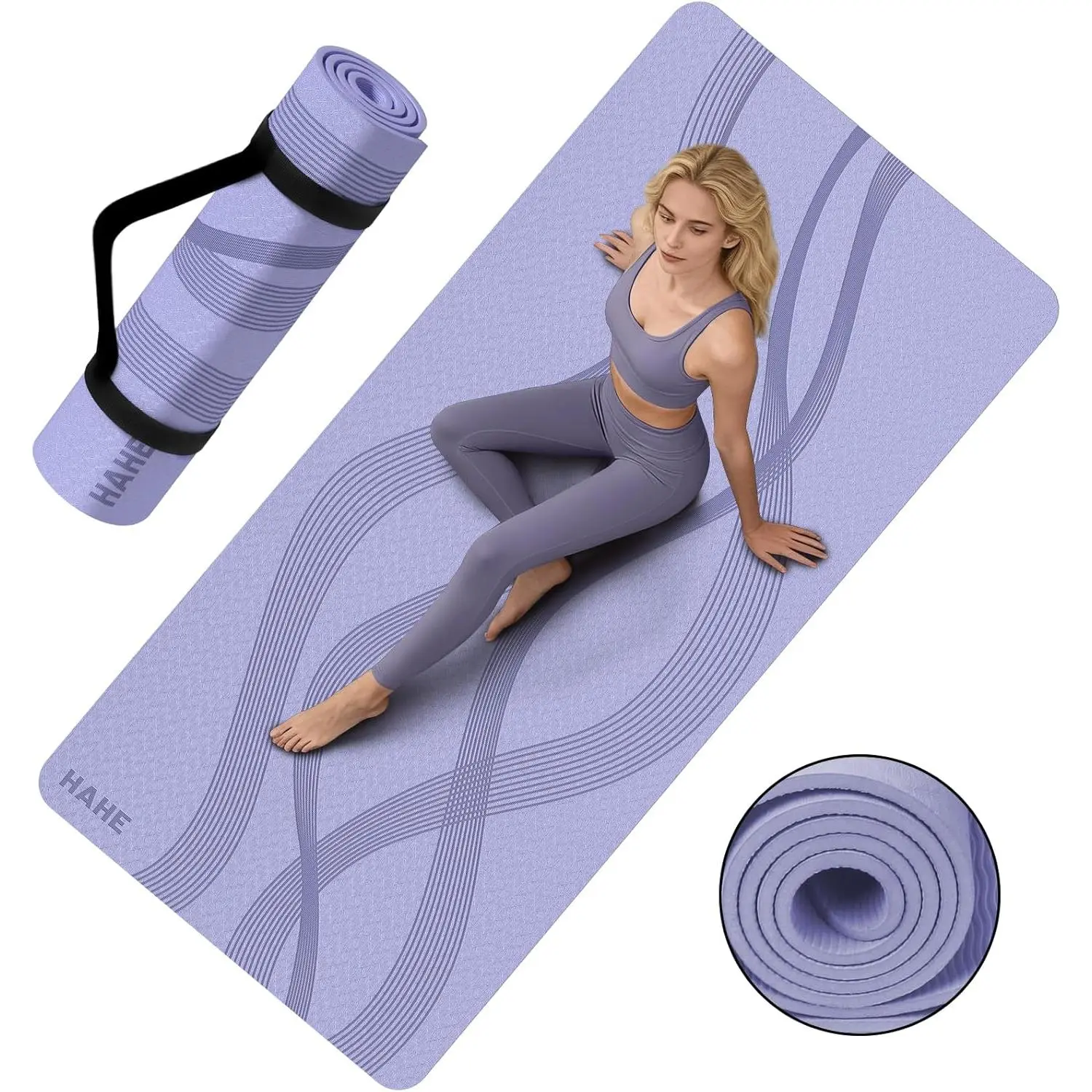Yoga Mat High Density Exercise Mat, 76"x32"x0.27"Thick Wide & Large Yoga Mat for Women Men, Professional POE Workout Mat for Yoga, Pilates, Fitness & Stretching