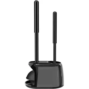 Toilet Brush and Plunger Set, Semi-Hidden Toilet Plungers Heavy Duty Toilet Bowl Brush and Holder for Bathroom Toilet Plunger and Brush Set for Deeply Cleaning - Black