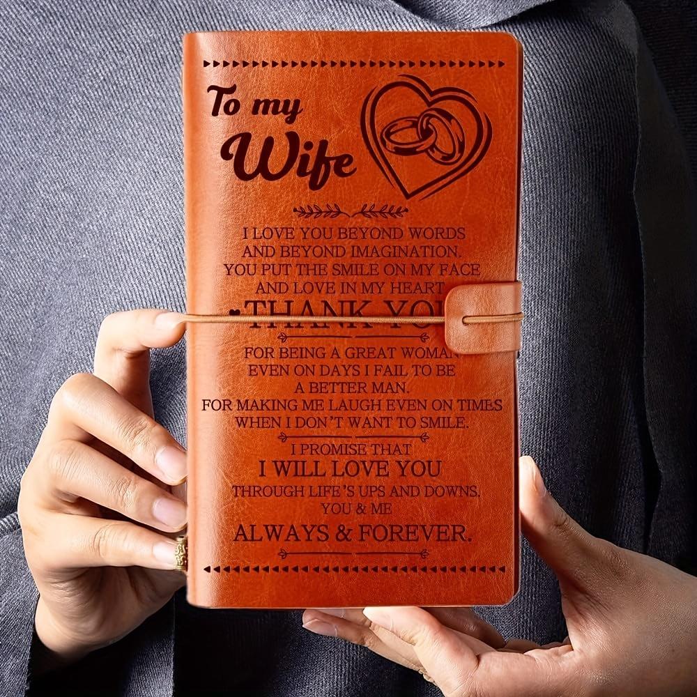 1pc A gift from the husband to his wife, an artificial leather diary for his wife, 140 pages, a diary that his wife can fill in for writing, a wedding Christmas gift for the anniversary of the couple, a romantic gift for her