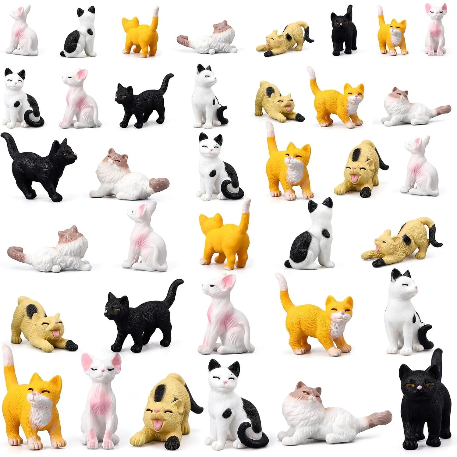 36 count Mini   Figurines Miniature  Figurines    Bulk Kittens Collection Cats Cake Toppers for DIY Terrarium Crafts Cake Topper Fairy Moss Landscape Garden Decor