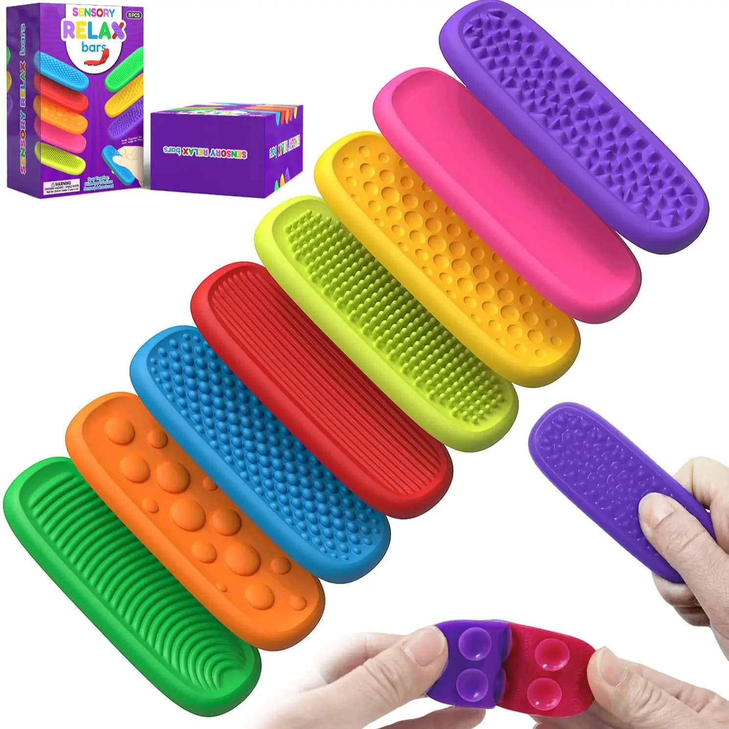 Sensory Fidget Toys for Adults & Kids - 8 Pack Fidget Sensory Set Fidget Sensory Product Textured Silicone Worry Stones, Anxiety & Stress Relief, Sensory Stress Reliever, Calming Sensory Tools for Autism ADHD Focus