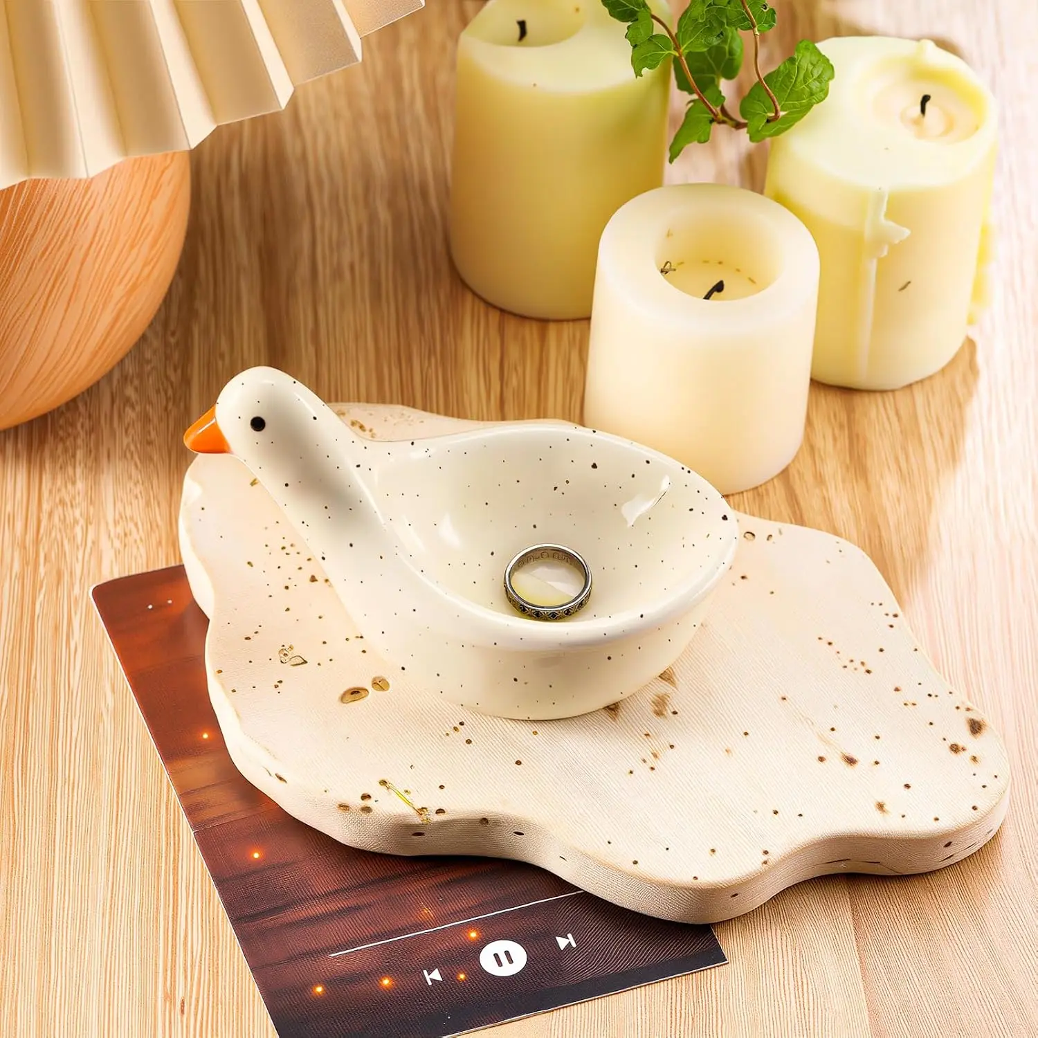 Ceramic Silly Goose Ring Dish  Tray Cottage Trinket Tray Cute Silly Goose Ring Dish for Rings Earrings