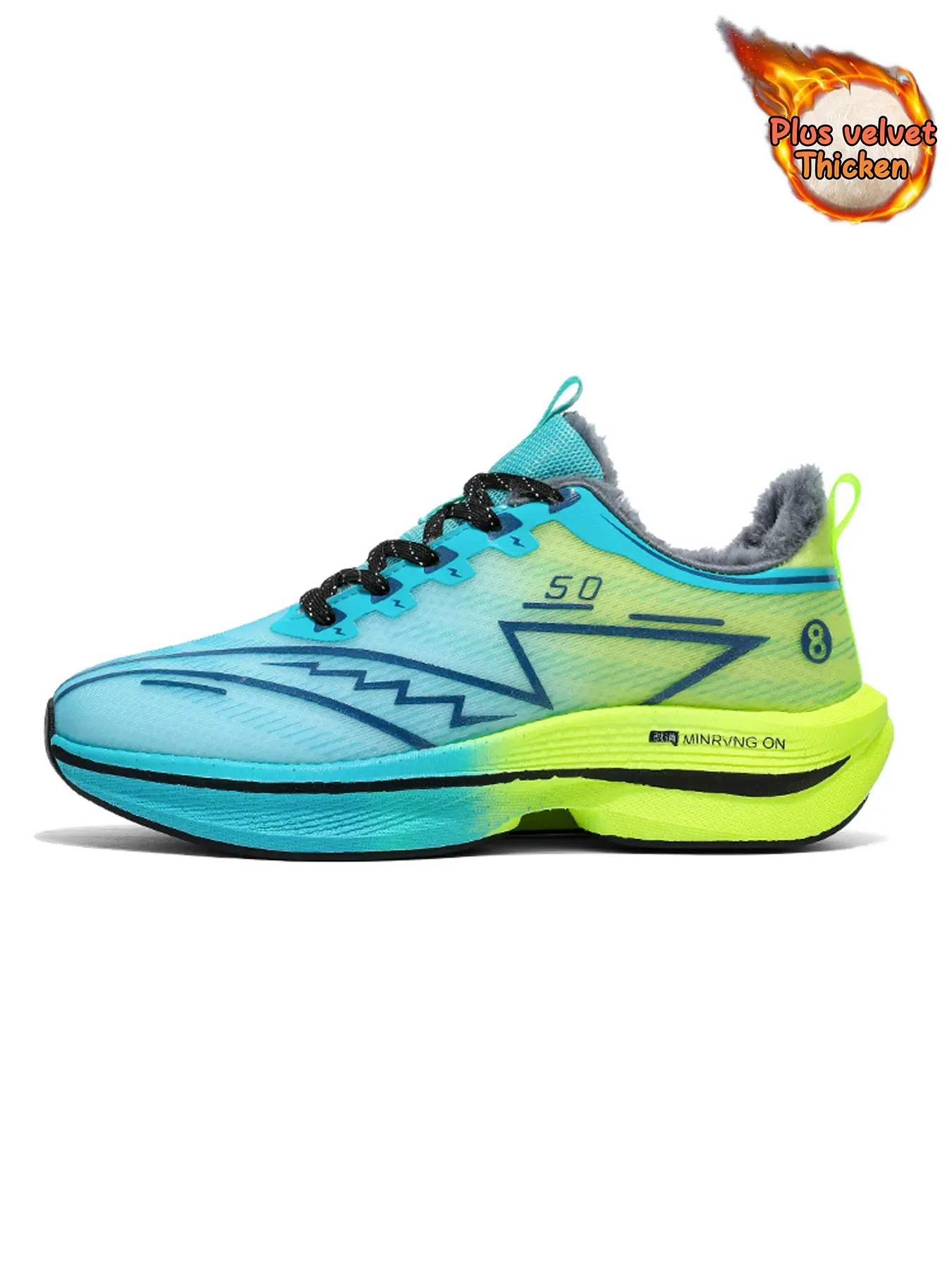 New Trendy Unisex Gradient Mesh Running Shoes, Lace-Up Thick Sole Shock Absorption Anti-Slip, Lightweight Marathon Training Shoes
