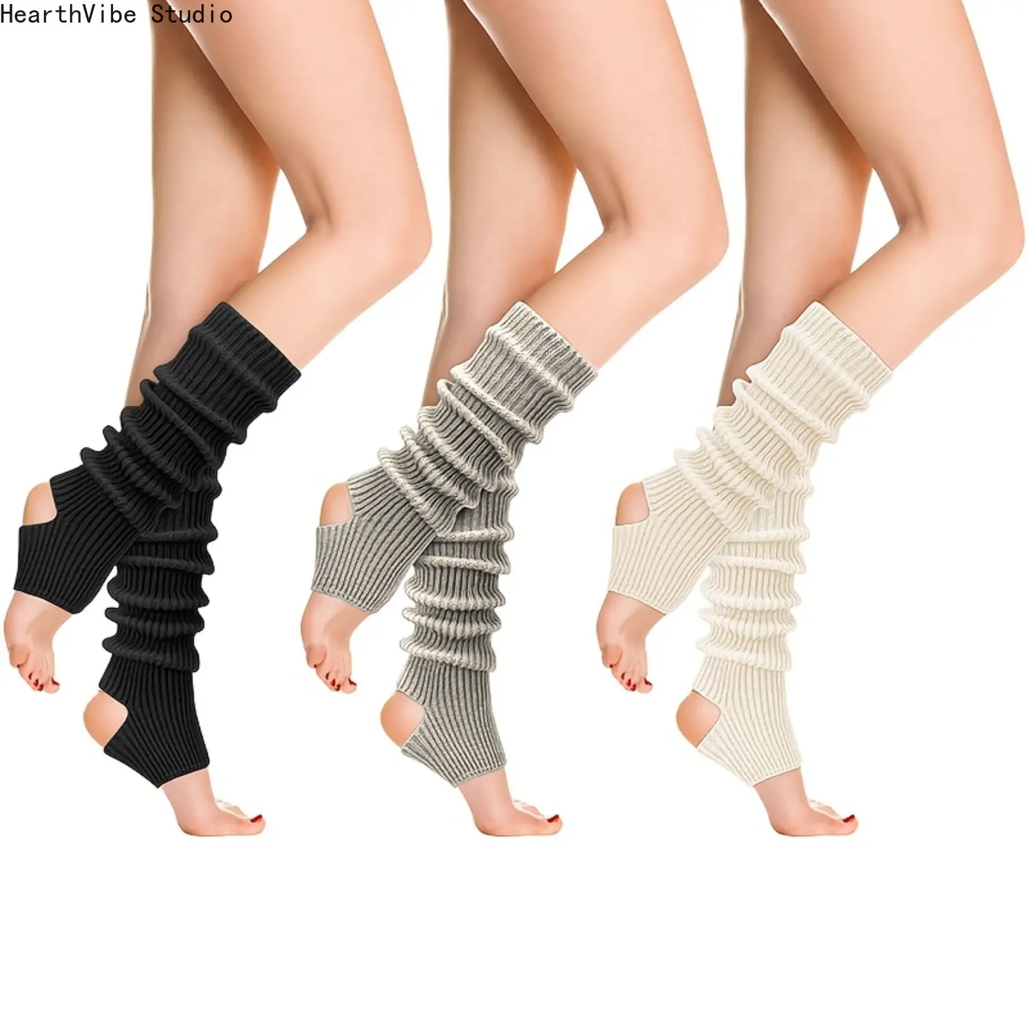 3 Pairs Women's 80s  Cable Ballet Leg Warmers - Extra Soft Long Thermal Tights with Elastic Opening, Solid Color () for Yoga, Dance, Daily Wear & Cold Weather - Machine Washable & Dry Cleanable, Versatile for Casual & Formal Outfits
