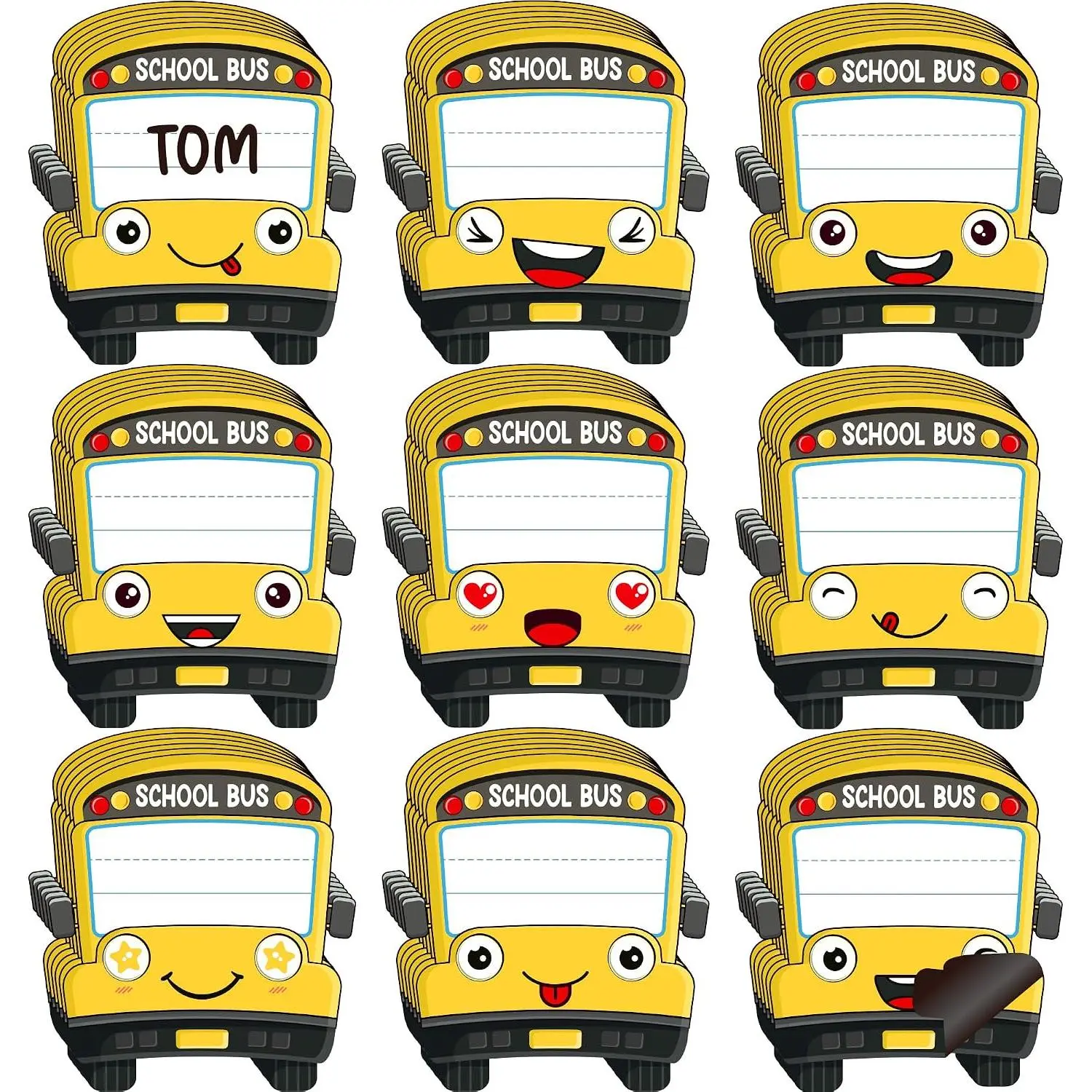 60 count School Bus  Name Tags School Bus  Dry Erase Labels  Name Labels Writeable Tags for Whiteboard Desk Locker Classroom Decor Teacher Supplies