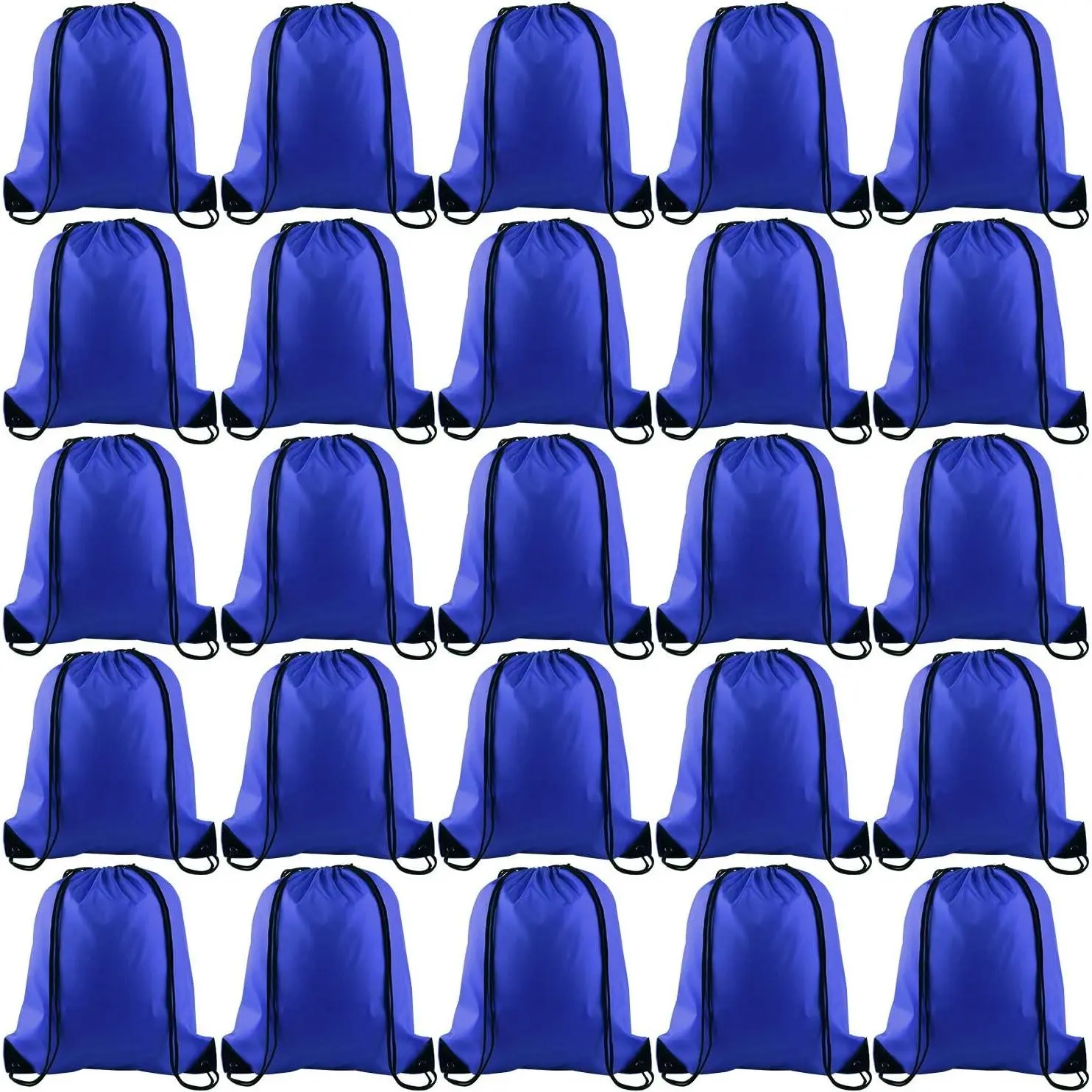 25Pcs Drawstring Backpack Bags String Backpack Sport Bag Sack Cinch Tote Gym Backpack Bulk for Gym Sport Traveling,Royal Blue
