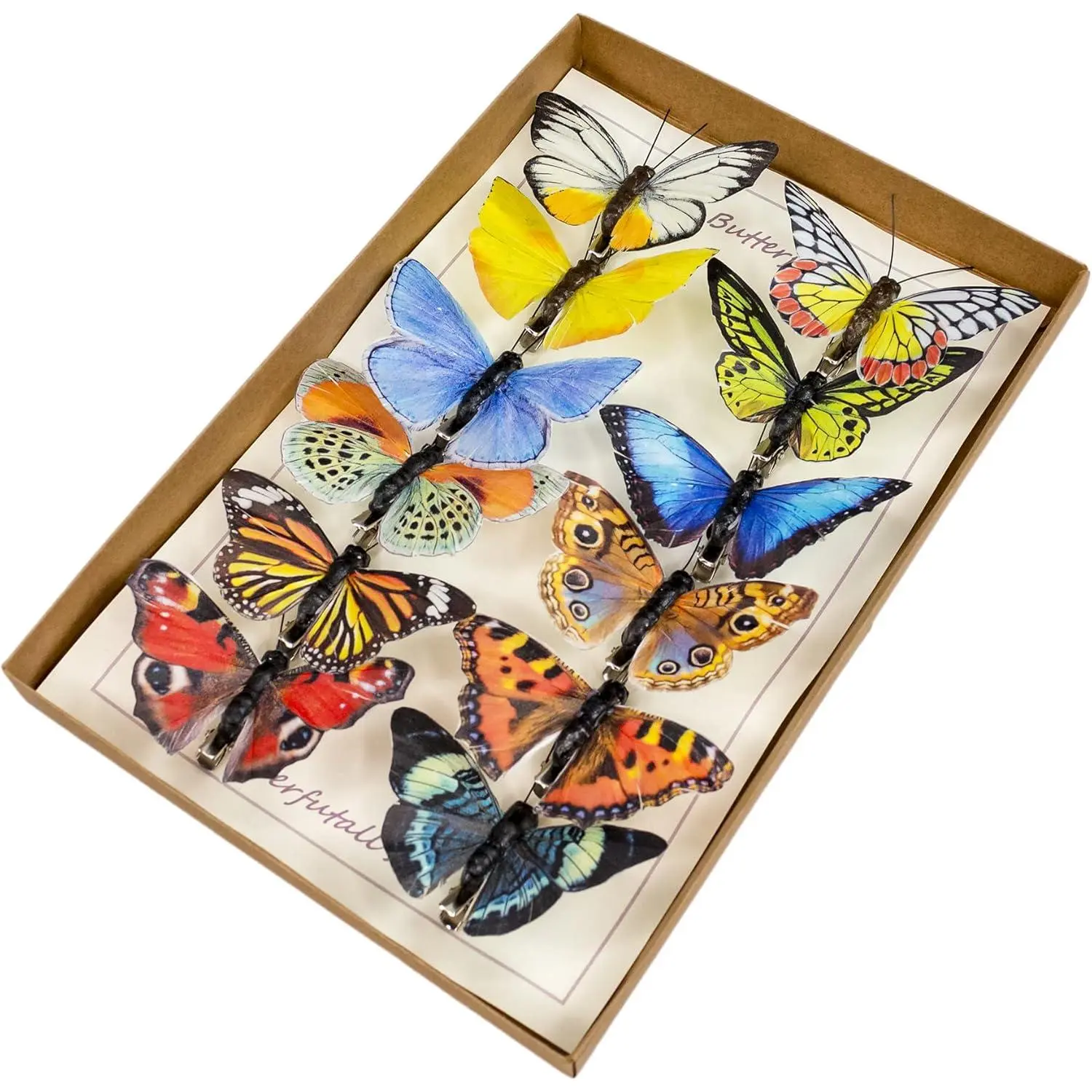 Women's Clothing Decorative Ornaments - 12-Piece 12-Color Artificial Feather 3D Butterfly Set with Clips, for Party, Christmas Tree Decor