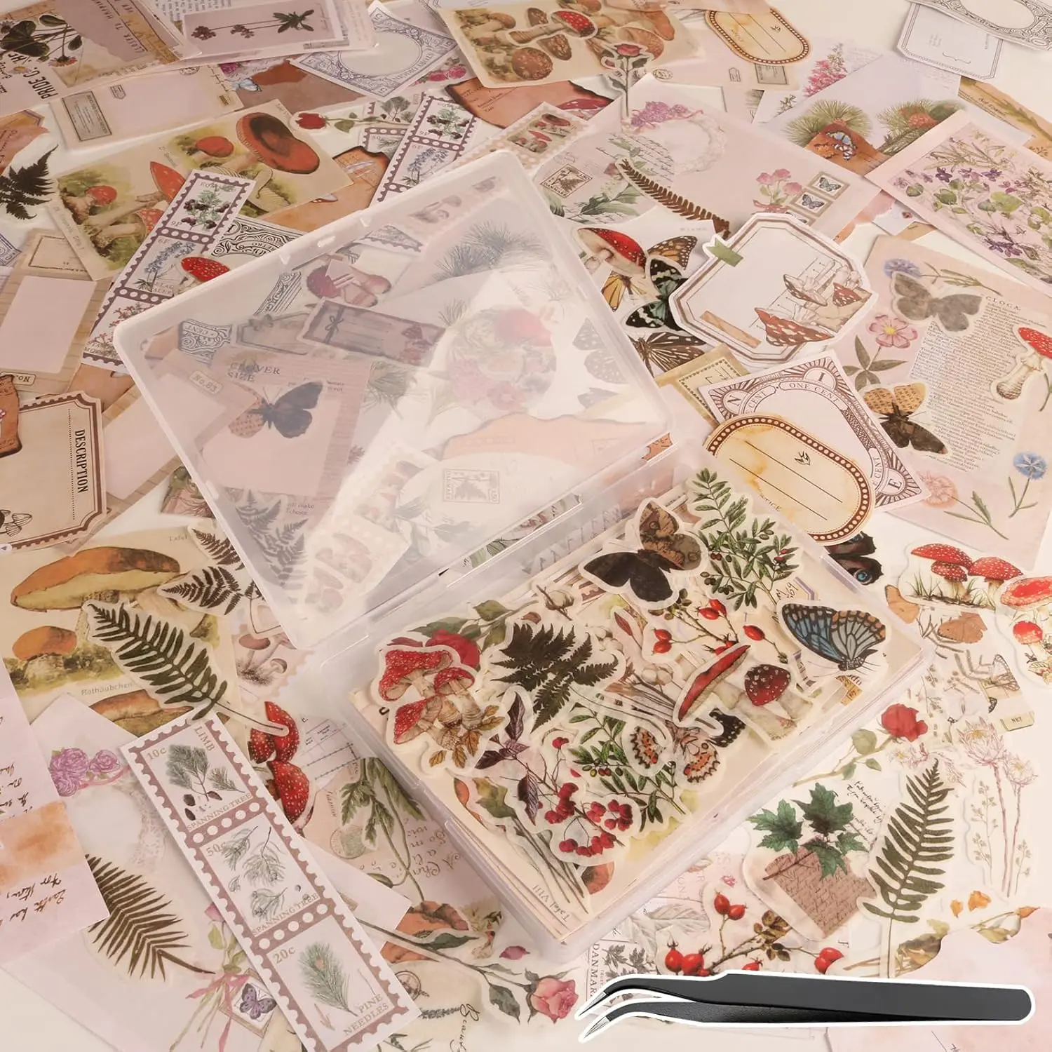 200Pcs Vintage Scrapbook Stickers, Aesthetic Junk Journal Stamping Supplies Kit, Scrapbooking Ephemera Washi Paper for Bullet Journaling Planners Diary Collagefidget toys