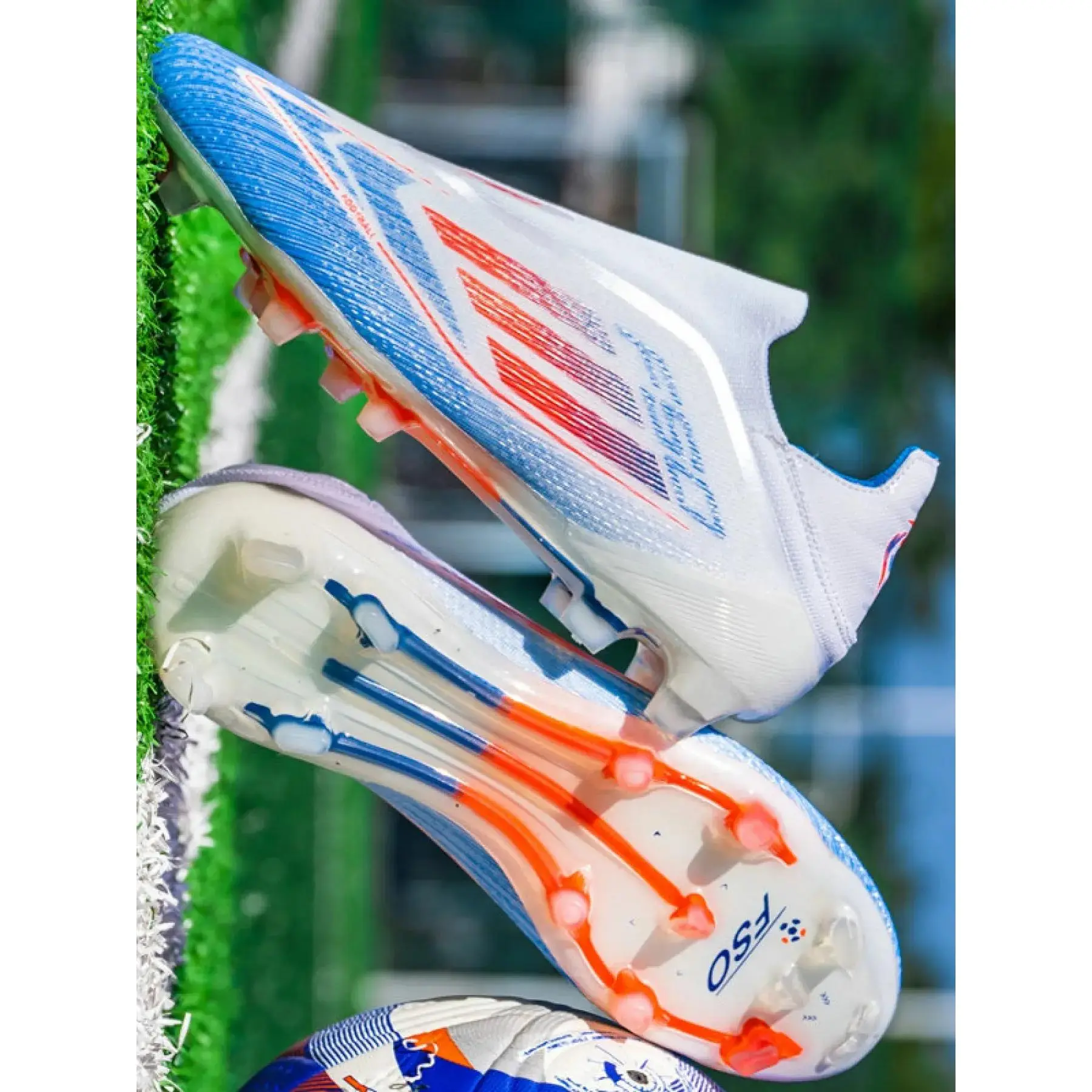 Unisex Laceless Firm Ground Soccer Cleats Football Boots, Lightweight Breathable Anti-Slip Athletic Soccer Shoes for Adult Teen Outdoor Training Match Competition, High-Grip Durable Multi-Color Design Speed (Cleatsspiked football boots)