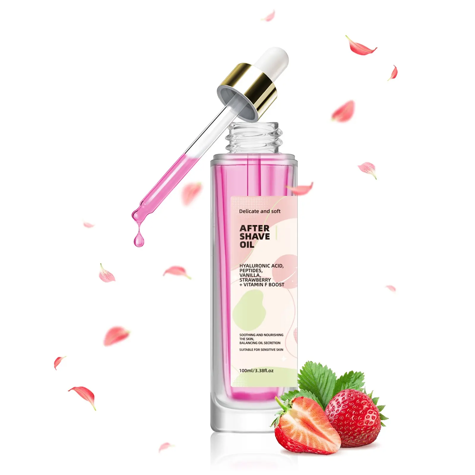 Fruit Shaving Essence, Candy Strawberry Scent, Softens Skin, Refreshing Post-Shave Experience, Ideal for Sensitive Skin Care, After Shave Oils