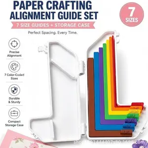 Paper Crafting Alignment Guide Set, 7 Color-Coded Sizes with Storage Case, Precision Spacing Tool for Card Making, Scrapbooking & Paper Crafts