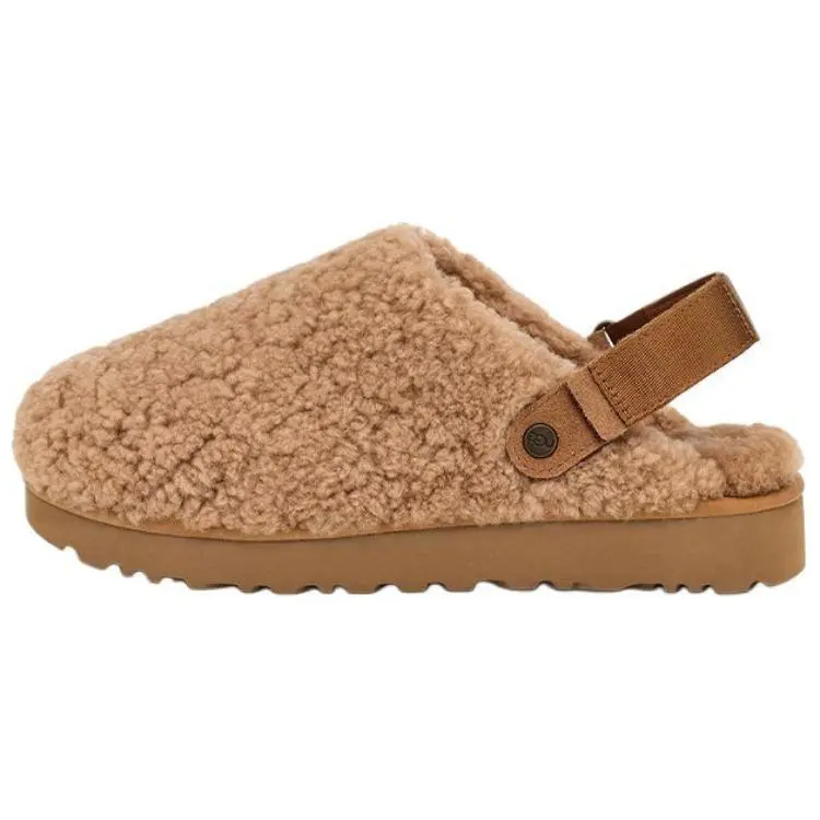 UGG Women's Brown Fleece-Lined Non-Slip Toe Slide Slippers - Official Footwear with Maison Mihara Verification Credentials & Global Authentication Support