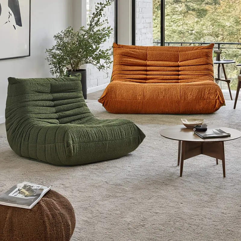 [Cozy Sherpa Bean Bag] Bean Bag Chair Modern, Cozy Sherpa Fabric Fireside Seat, Armless Floor Sofa & Lounger. Oversized Modular Lounge Chair, Ultra-Soft Floor Sofa. No Assembly Required. Comfortable Living Room Leisure Sofa