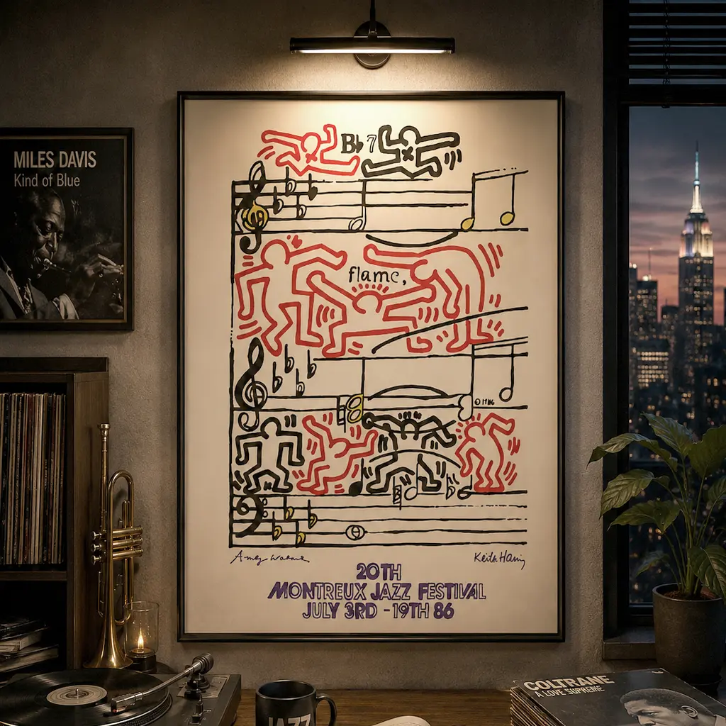 Keith Haring Montreux Jazz Museum Quality Print, Keith Haring Pop Art Poster, Museum Quality Wall Art, Modern Pop Art Decor, Art Lover Gift