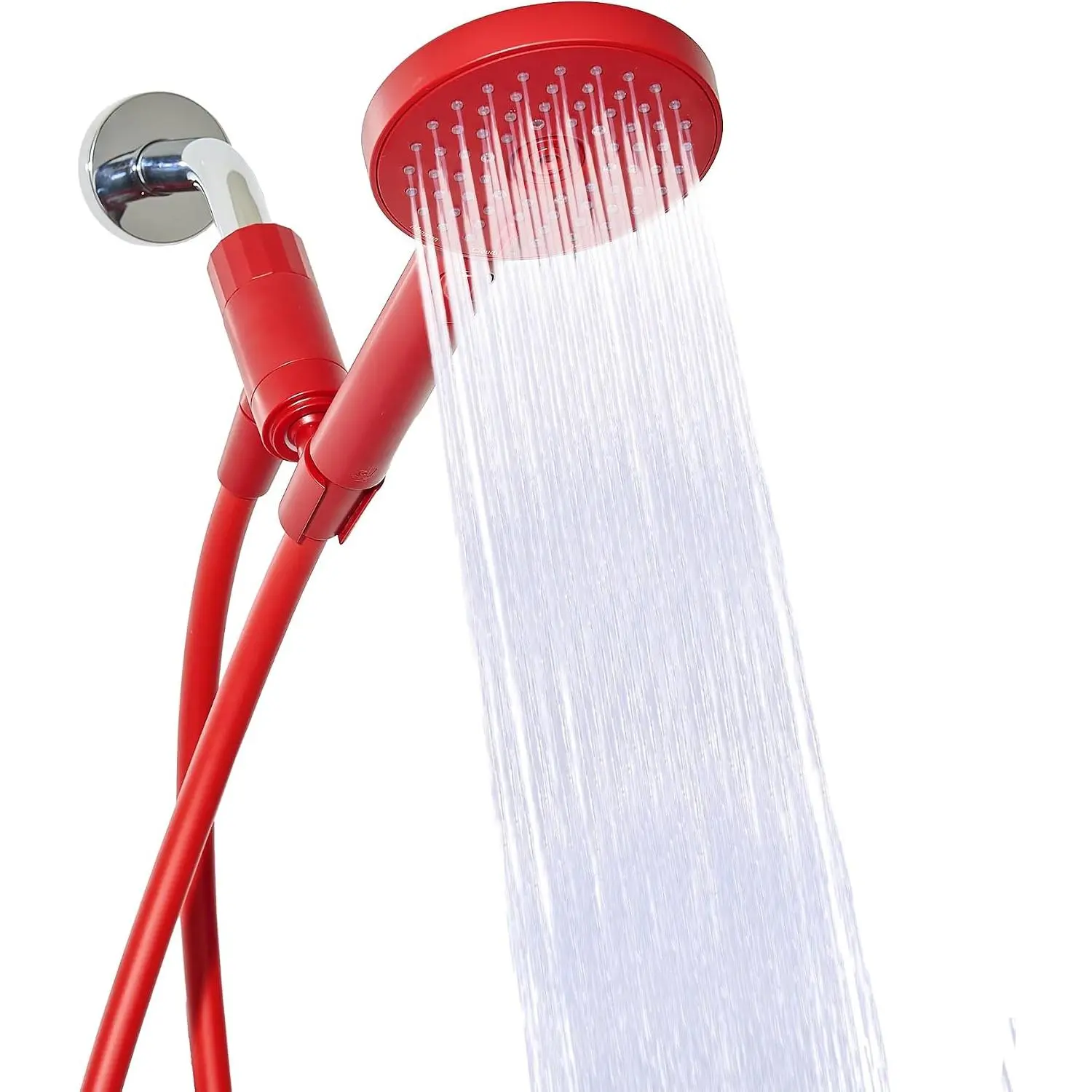 - Handheld Showerhead, High  Performance, Red | Colorful - Easy DIY Installation - Renter Friendly - 3  Functions with Pause - Extra Long 70 Inch Flexible Hose