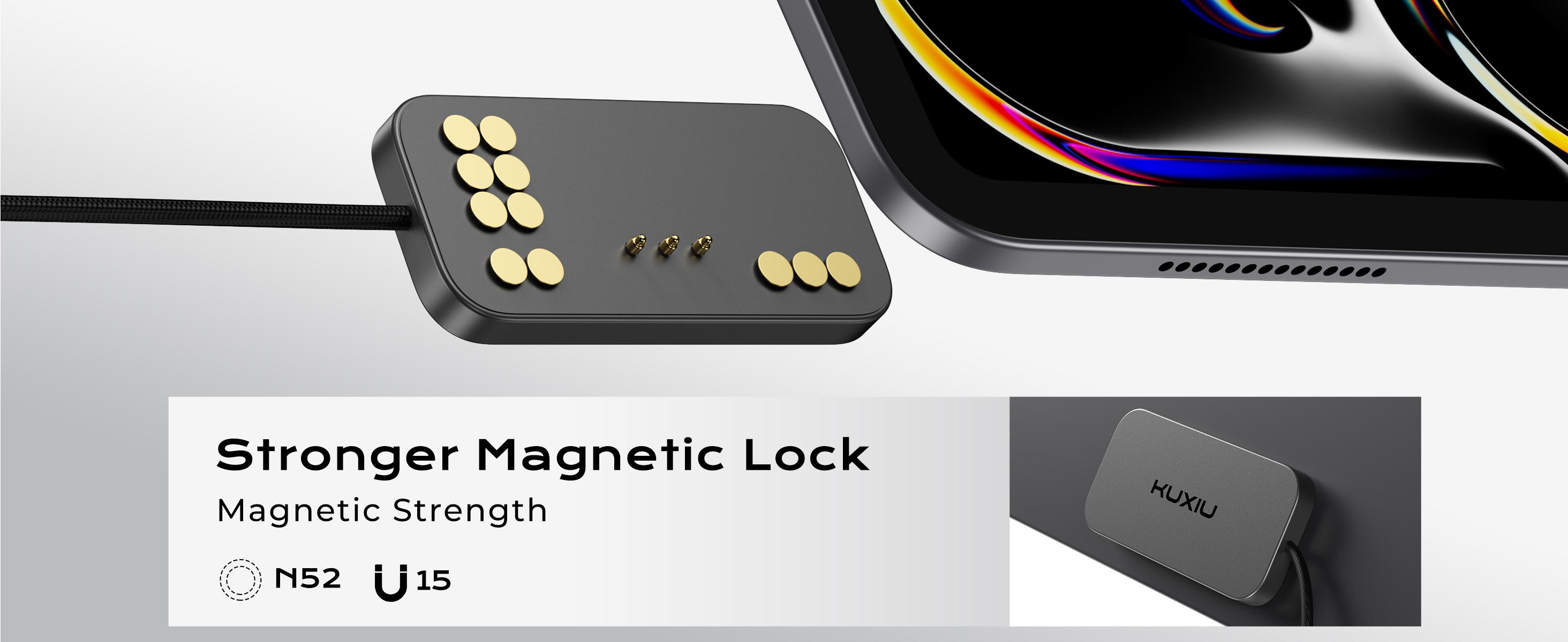 KUXIU Magnetic Smart Connector Charger for iPad Pro M4 11''/13'' 2024,Portable Fast Charging For iPad Pro 12.9'' 3rd/4th/5th/6th Gen,iPad Air 11''/13'' M2/M3,10.9''