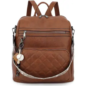 Backpack Purse for Women Large Leather Convertible Backpack Ladies Shoulder Bag Fashion Backpack Handbags for Travel and Work (Brown)Gift.