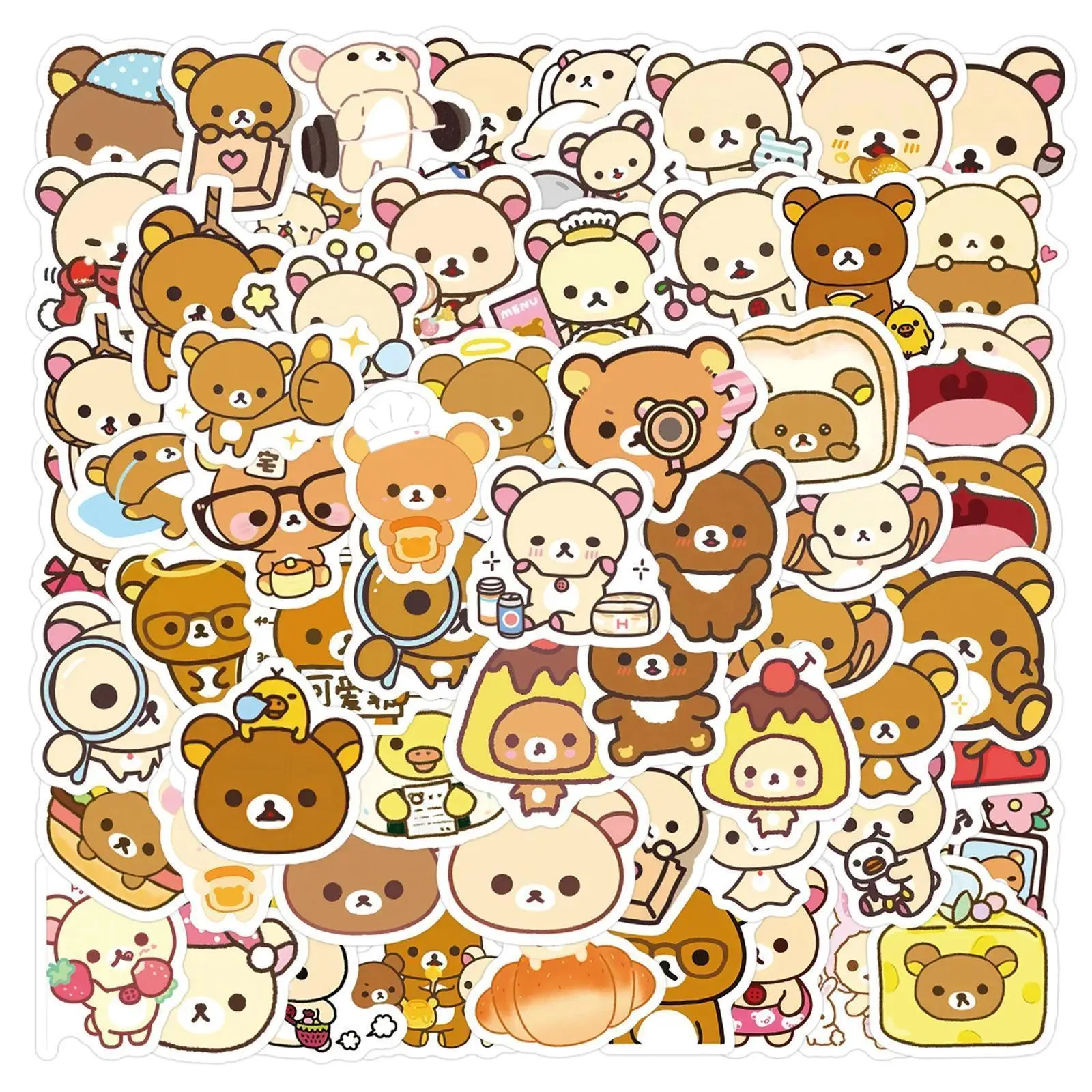 1050Pcs Kawaii  Cute Rilakkuma Stickers Bear Vinyl Waterproof for Laptop Phone Case Notebook Water Bottle DIY Stickers