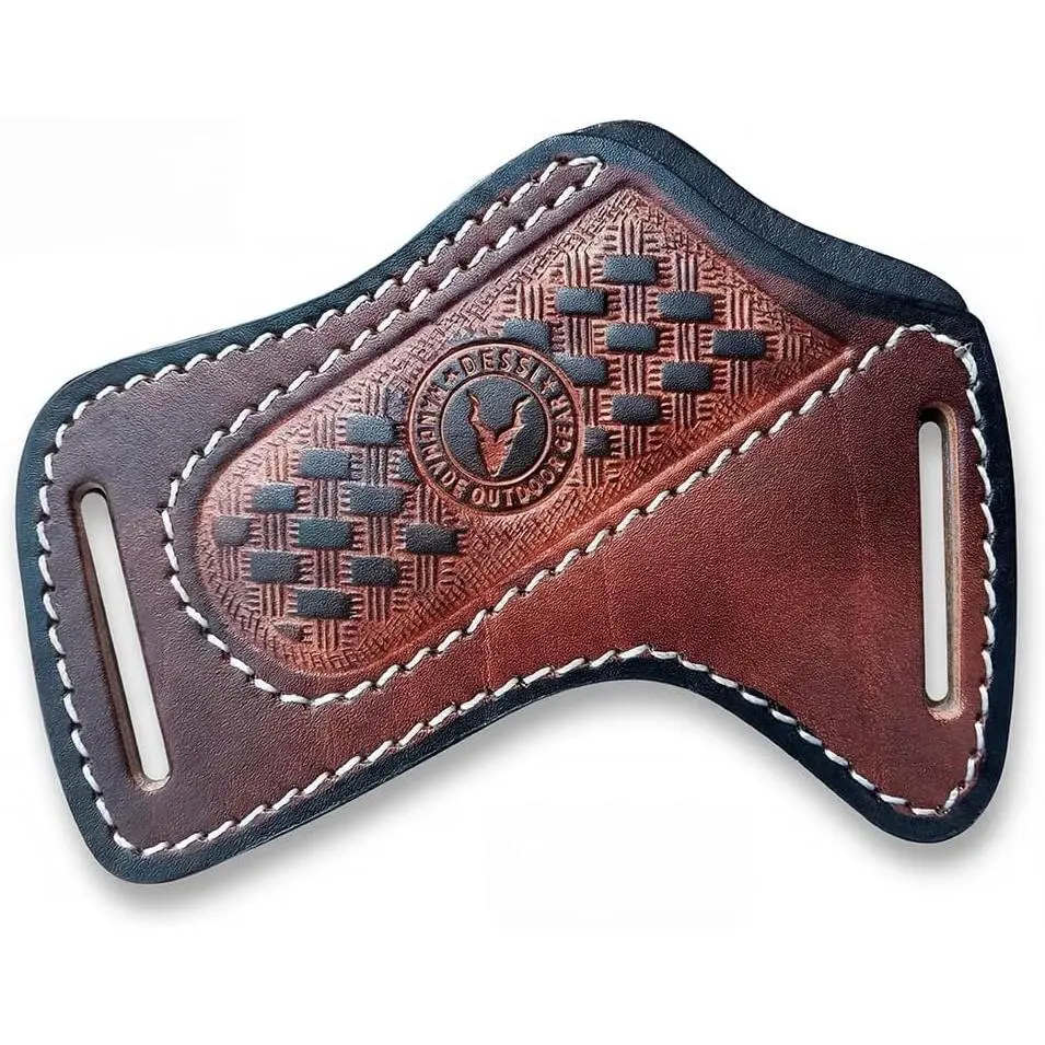 Dessi Leather Knife Sheath for Belt - Folding Pocket Knife Holder for Buck 110, Side Draw Holster, EDC Compact Cowboy Knife Carrier, Handmade Italian Cowhide SM156