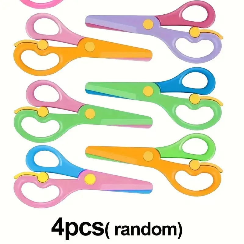 2/4 Pcs Plastic Safety Craft Scissors Set, Craft Cutting Tool, Ideal for Student DIY Paper Cutting, Portable Mini Scissors for School Art Projects, Classroom Supplies, Random Colors