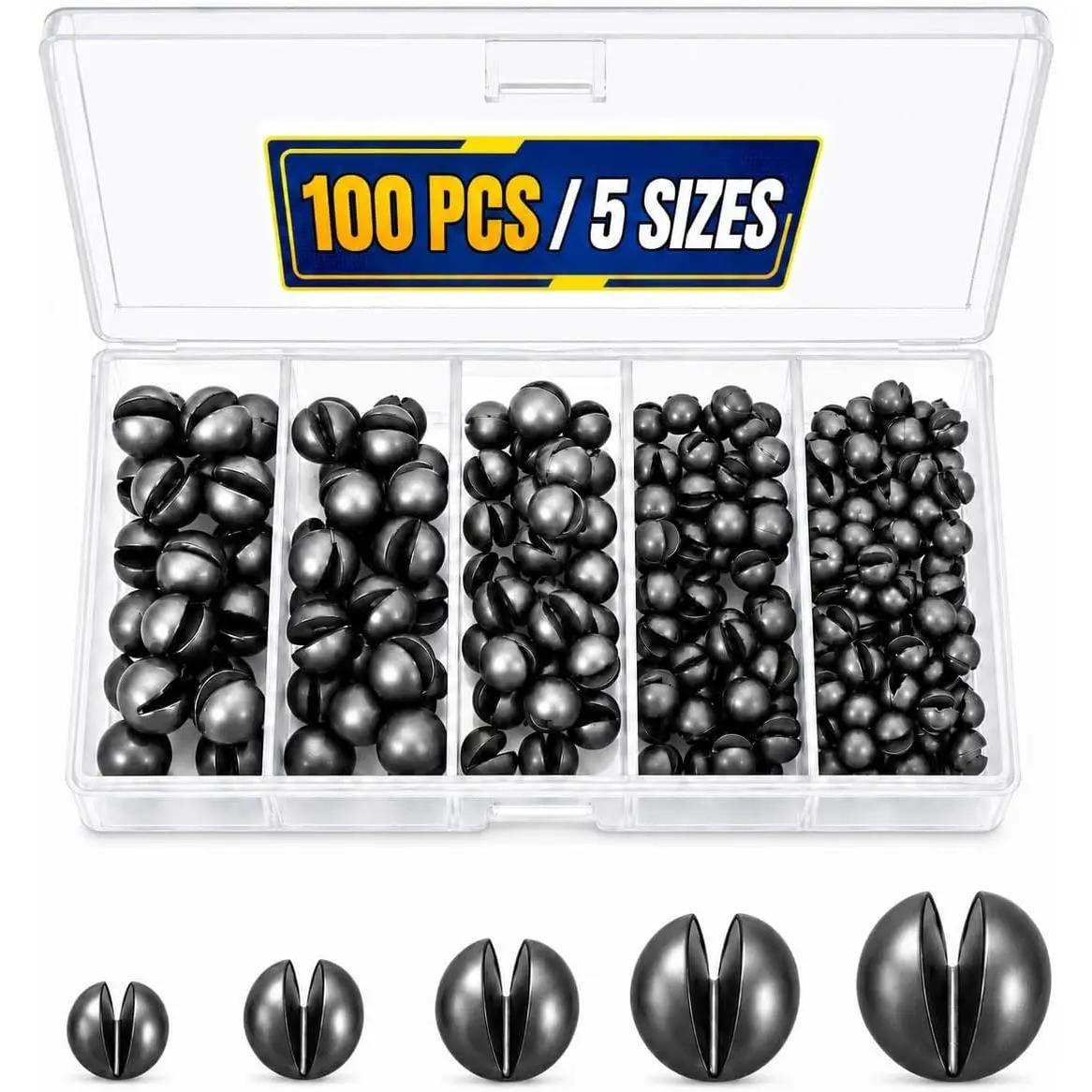 Split Shot Fishing Weights, Removable Sinkers 100/150PCS, 5/6 Sizes