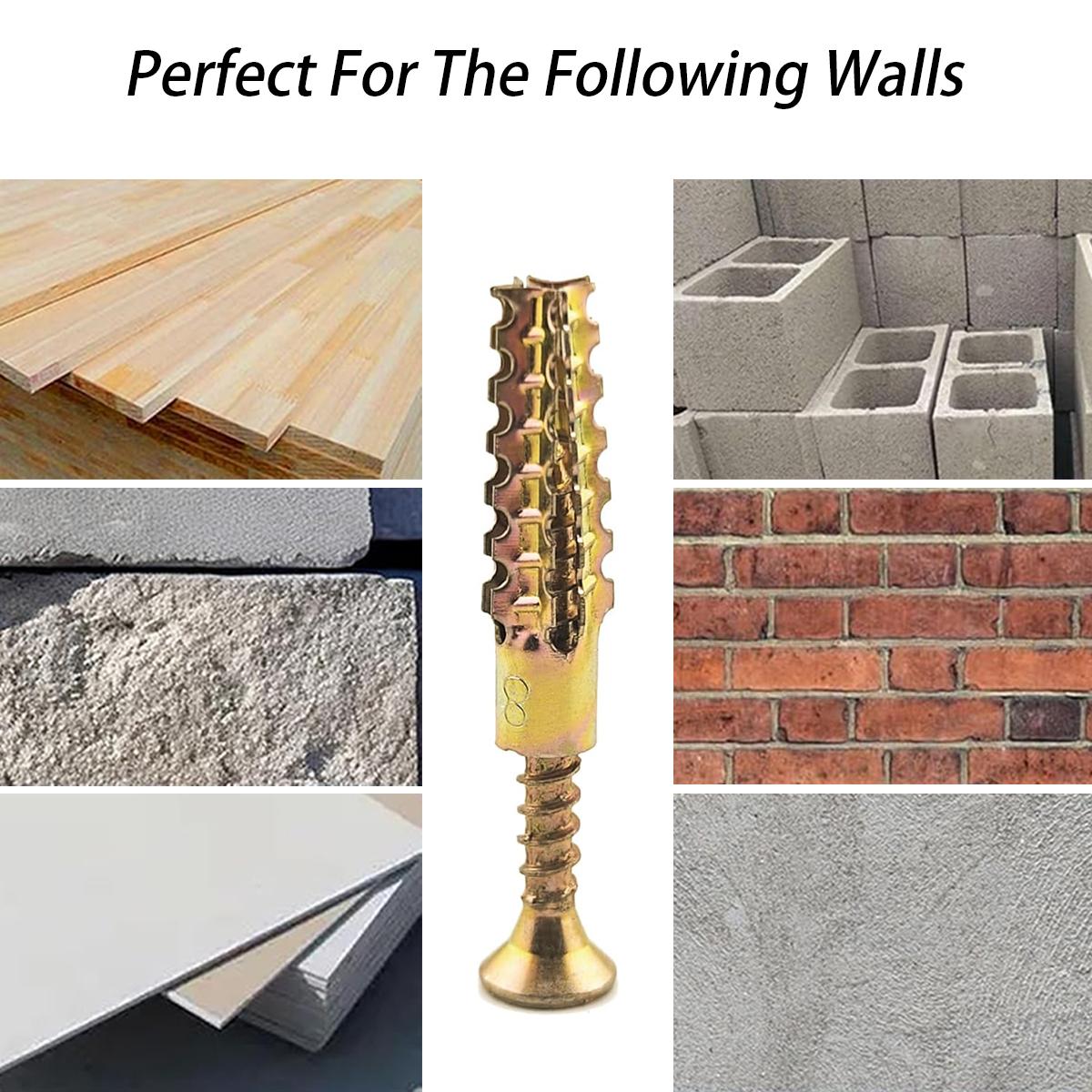 200PCS Self-Drilling Wall Anchor Kit 2026 Upgraded Gecko-Style Multi-Tooth Anchors 100LBS Load for Concrete Wood Hollow Walls Repair