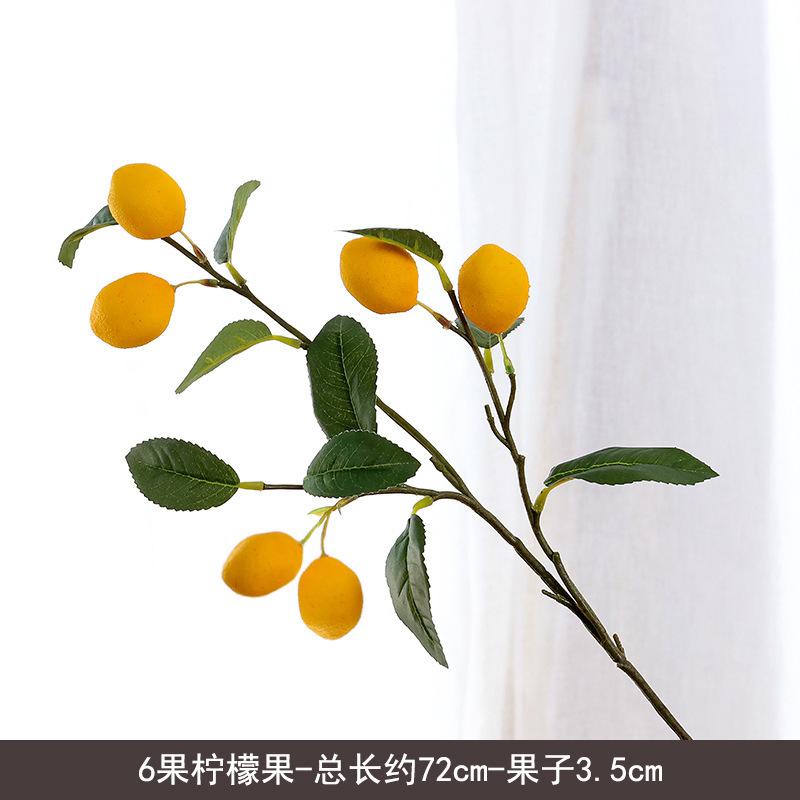 4pc Artificial Lemon Branch with 6 Lemon Fruits, Bonsai Ornament, Artificial Fake Fruit, Simulated Green Plant Decoration