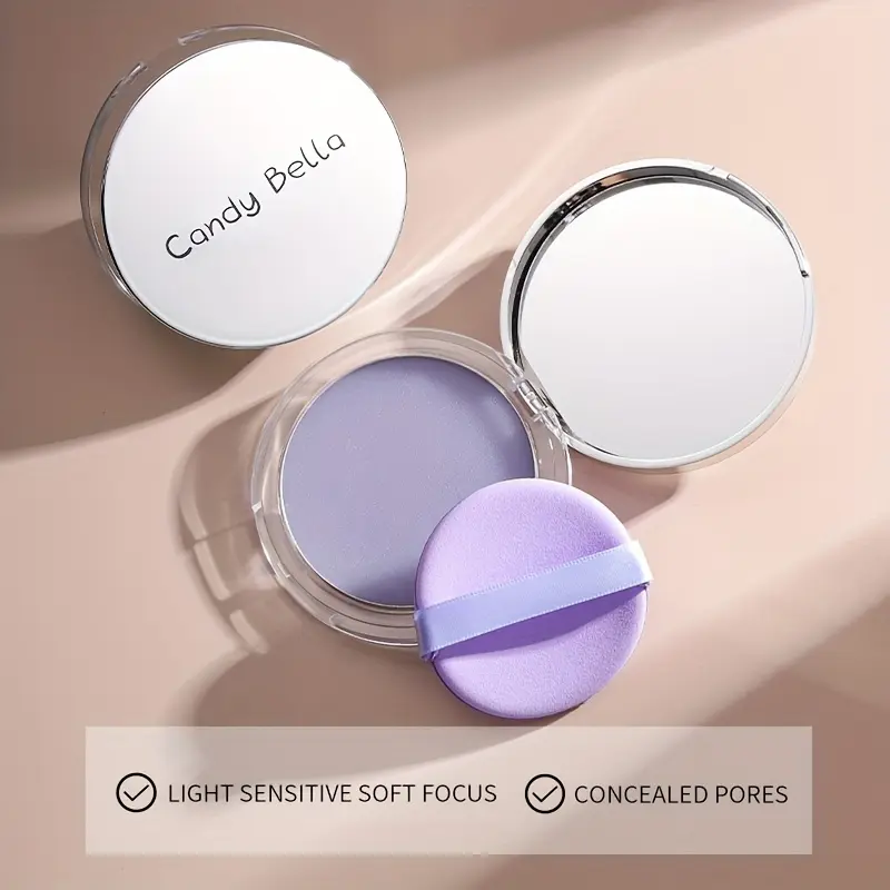 Candy Bella Oil Control Setting Pressed Powder, Jelly Texture Invisible Powder Contour Compact, Ultra Fine Skin-Friendly Long Lasting Makeup, 2 In 1 Setting & Concealer Powder with Soft Powder Puff & Portable Mirror Case