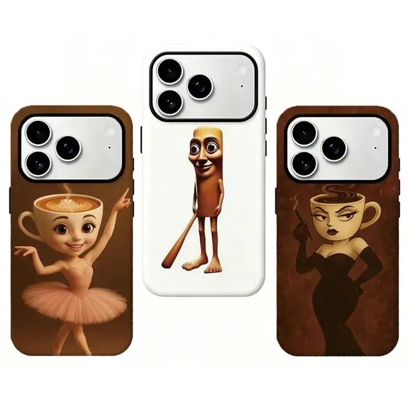 Miss Cappuccino Cute Coffee Ballerina Phone Case Tung Tung Tung Sahur Cartoon,Cover Suitable for iPhone 17-11 Pro Max/Plus and  Samsung Galaxy S23-25