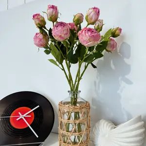 Soft Vintage Silk Peony & Rose Flowers, 6 Pack Artificial Bouquet for Romantic Home & Wedding Decor