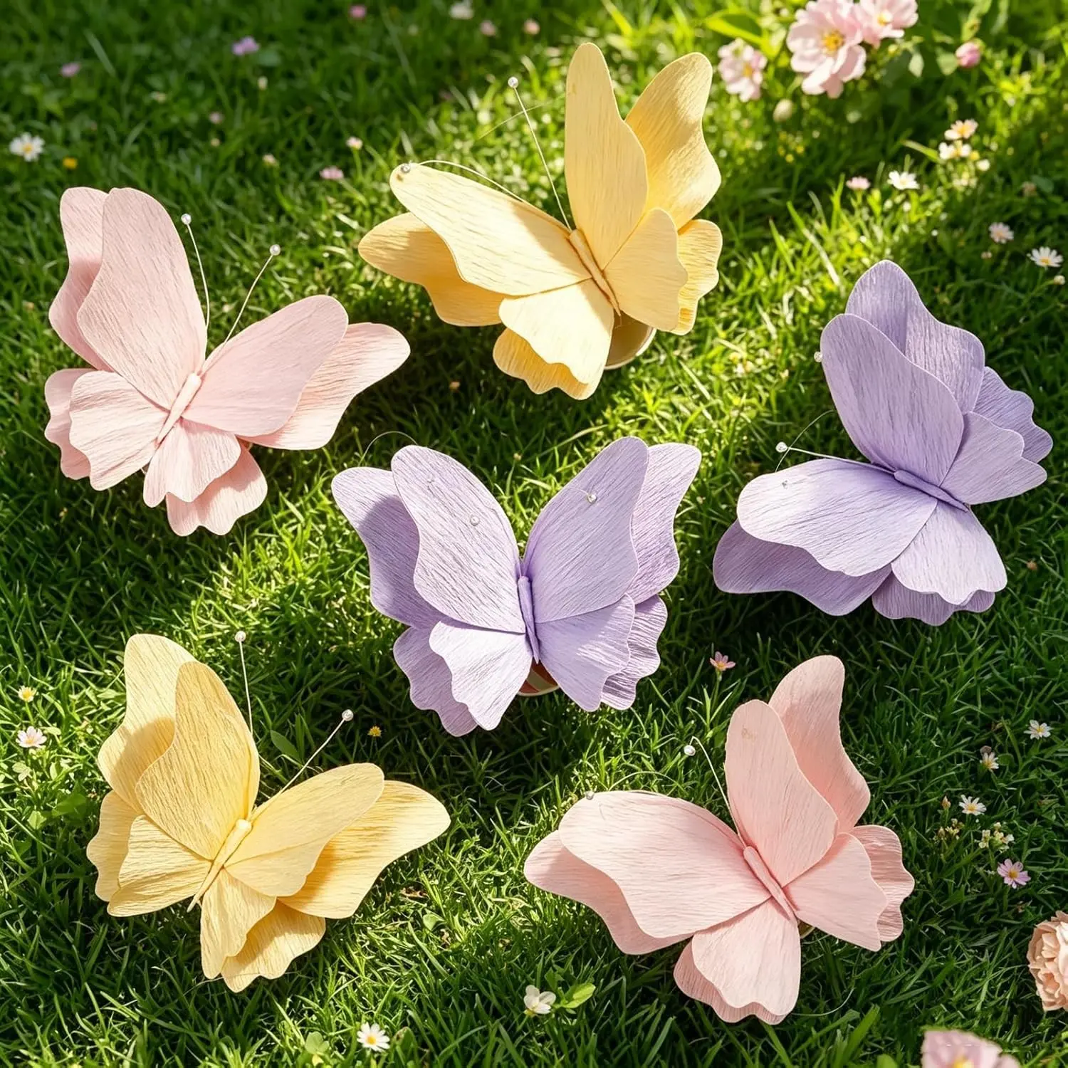 Hanging Butterfly Party Decorations 6Pcs 3D Pastel Crepe Paper Butterflies Decor for Garden Wedding Baby Shower Birthday Party Room Decor