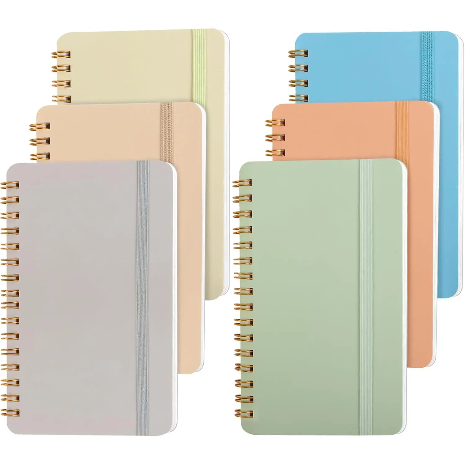6 count Small Spiral Notebook 4x6, Notebooks for Note Taking, Colorful Scheme Spiral Journal Notebook, Work Notebook Small Notebooks 4x6 with Strap, Cute Notebooks for Women 50Sheets/Note Books