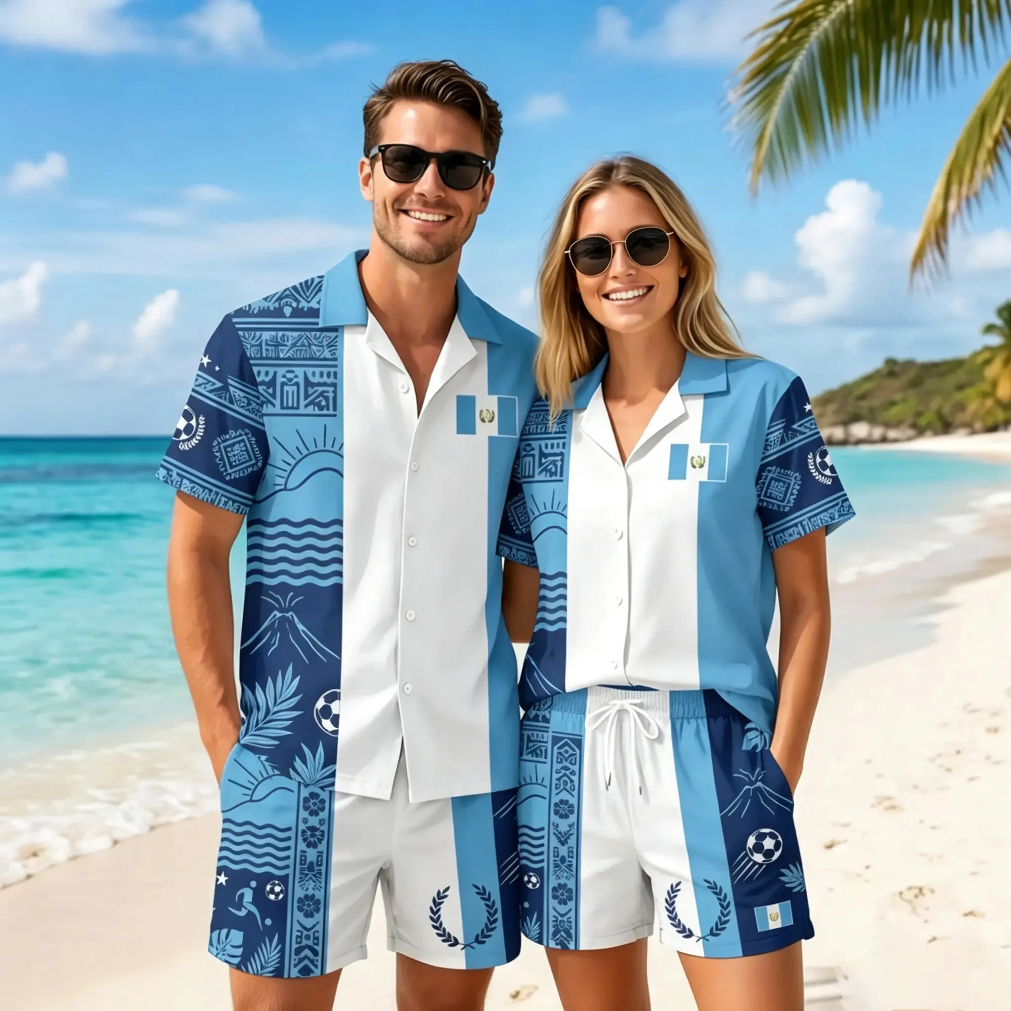 Guatemala Hawaiian Shirt and Shorts Set, Country Flag Beach Outfit, Tropical Gift # GuatemalanPride # HispanicHeritageMonth