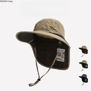 Wide Brim Bucket Hat UV Protection Neck Flap - Trendy Breathable Mesh Sun Hat with Adjustable Chin Strap & UPF 50+, Lightweight Quick Dry Comfortable Design Perfect for Beach Vacation Hiking Outdoor Sports & Summer Travel