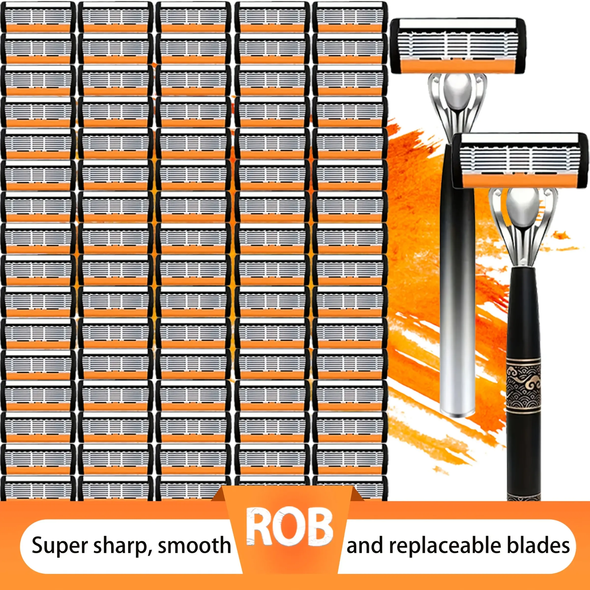Men's 6-Blade Shaving Set, 2 Premium Stainless Handles, 54 Replacement Blades, Smooth Shave, Ergonomic Grip, Durable & Sharp, Ideal for Daily Use