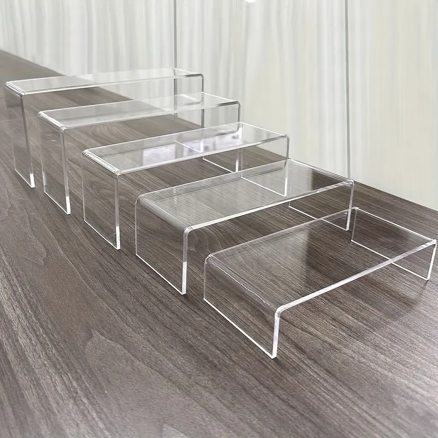 5-Piece Set U-Shaped Clear Acrylic Display Stands – Small Merchandise, Desktop Ornament, Figurine Risers, and Desk Accessories for Retail Display