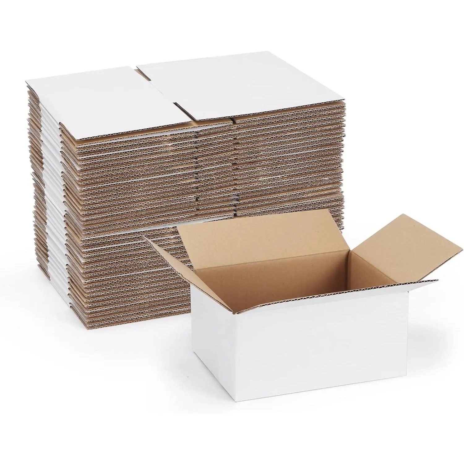 Compact Lightweight 40-Pack Small Shipping Boxes (8x6x4 in), White Corrugated Cardboard Mailing Boxes for Sports & Outdoor Hat Shipping, Business Packing, Gifting
