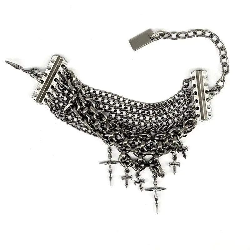 Metal Dark Cross Chain Irregular Splicing Bracelet Hand Jewelry Accessory Punk Hiphop Style Fashionable Personality Friend Gift, Irregular Shape Bracelets, Casual Accessories, Beaded Bracelets